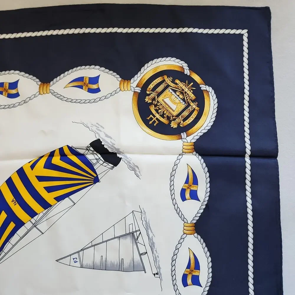 32in Square Naval Academy USNA Silk Scarf Rah-Rah Collection Nautical Sailing